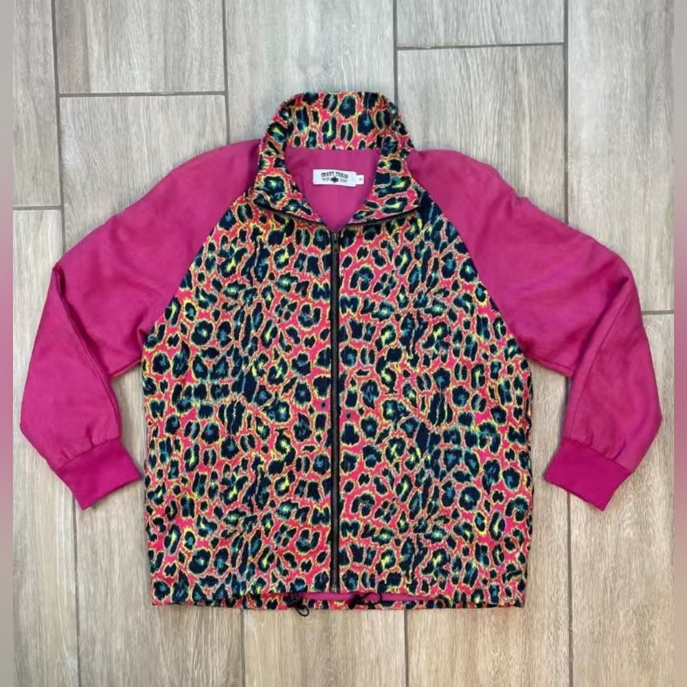 Leopard Print Jacket with Pink Sleeves